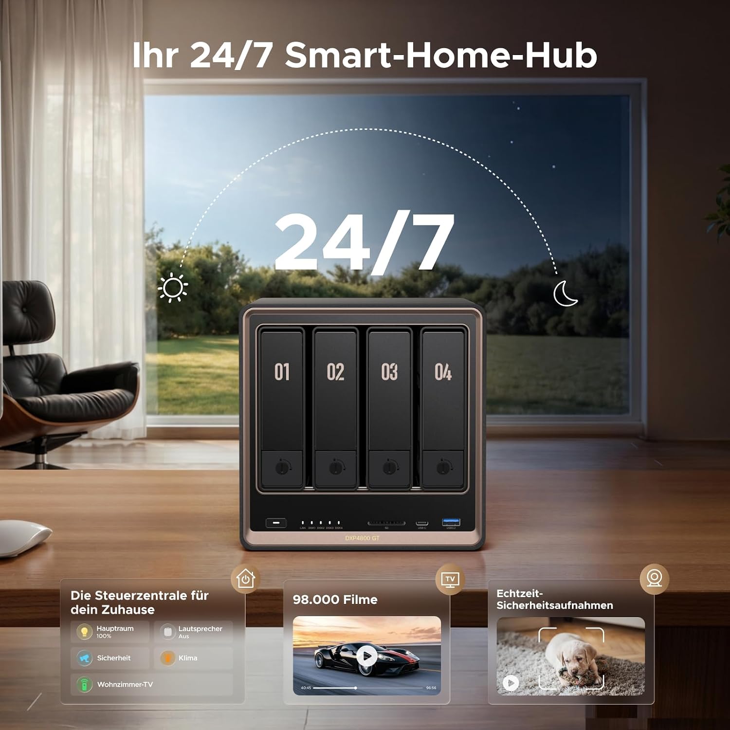 Thumbnail 2 de UGREEN NASync DXP4800GT: 4-Bay Desktop NAS mit Ryzen R2514, Dual 10GbE und U.2/M.2 Slots