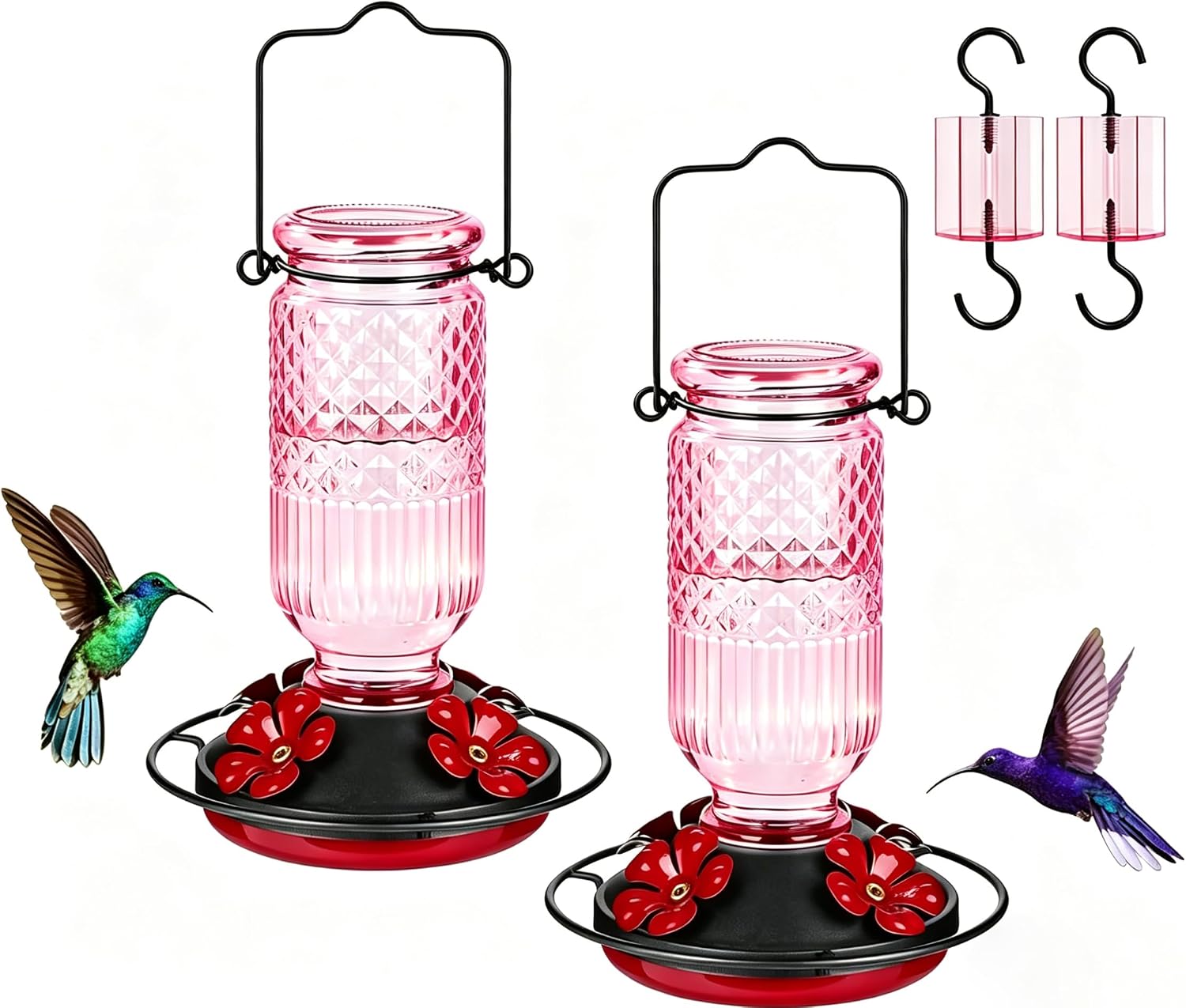 Detalle de FEED GARDEN Glass Hummingbird Feeder 16 oz