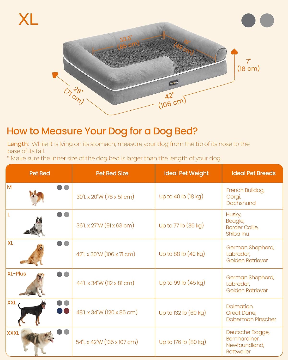 Thumbnail 5 de FEANDREA Blomfy Collection PGW077G02 Orthopaedic Dog Bed, Washable Cover