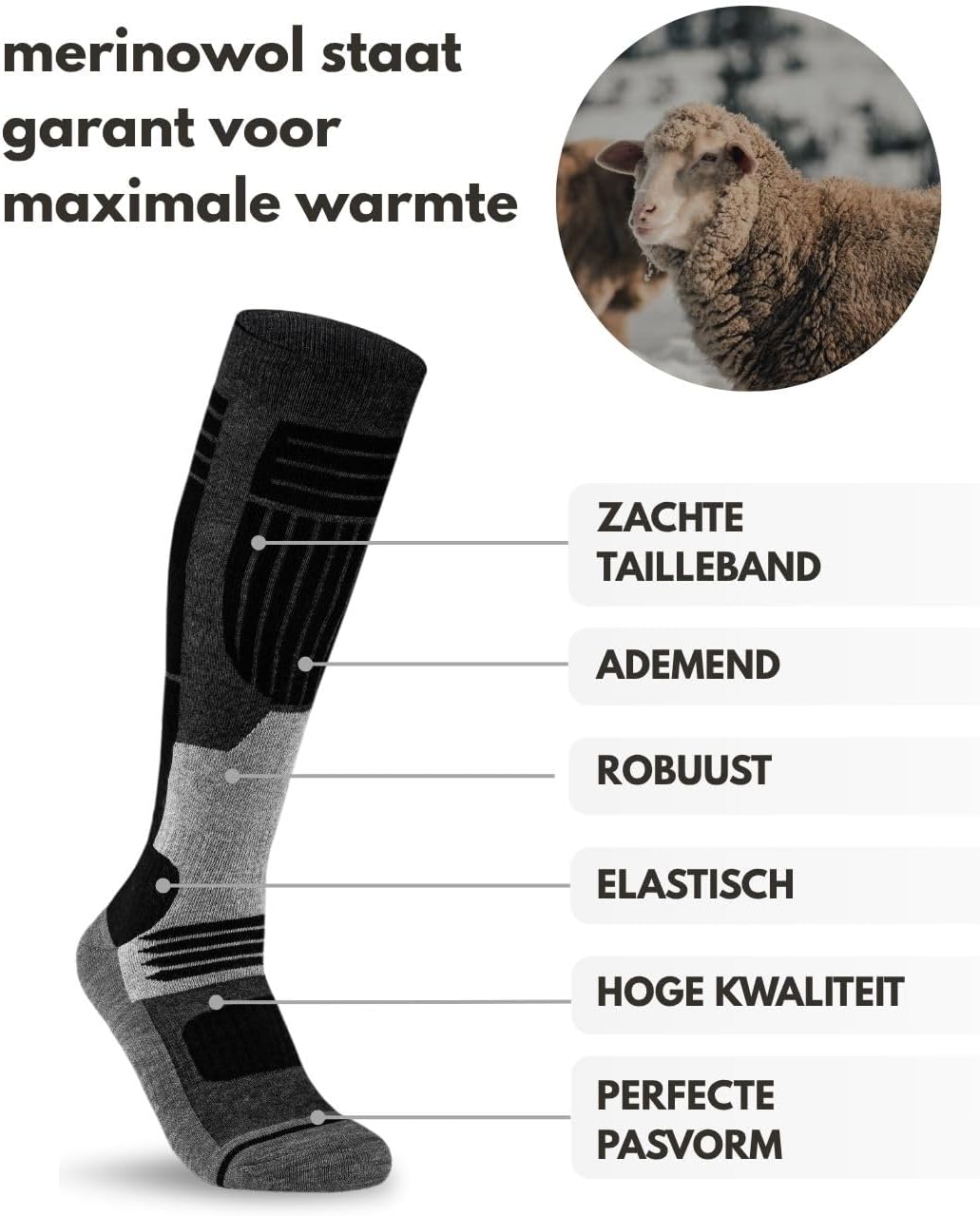 Thumbnail 2 de Merino skisokken voor dames, 2 paar
