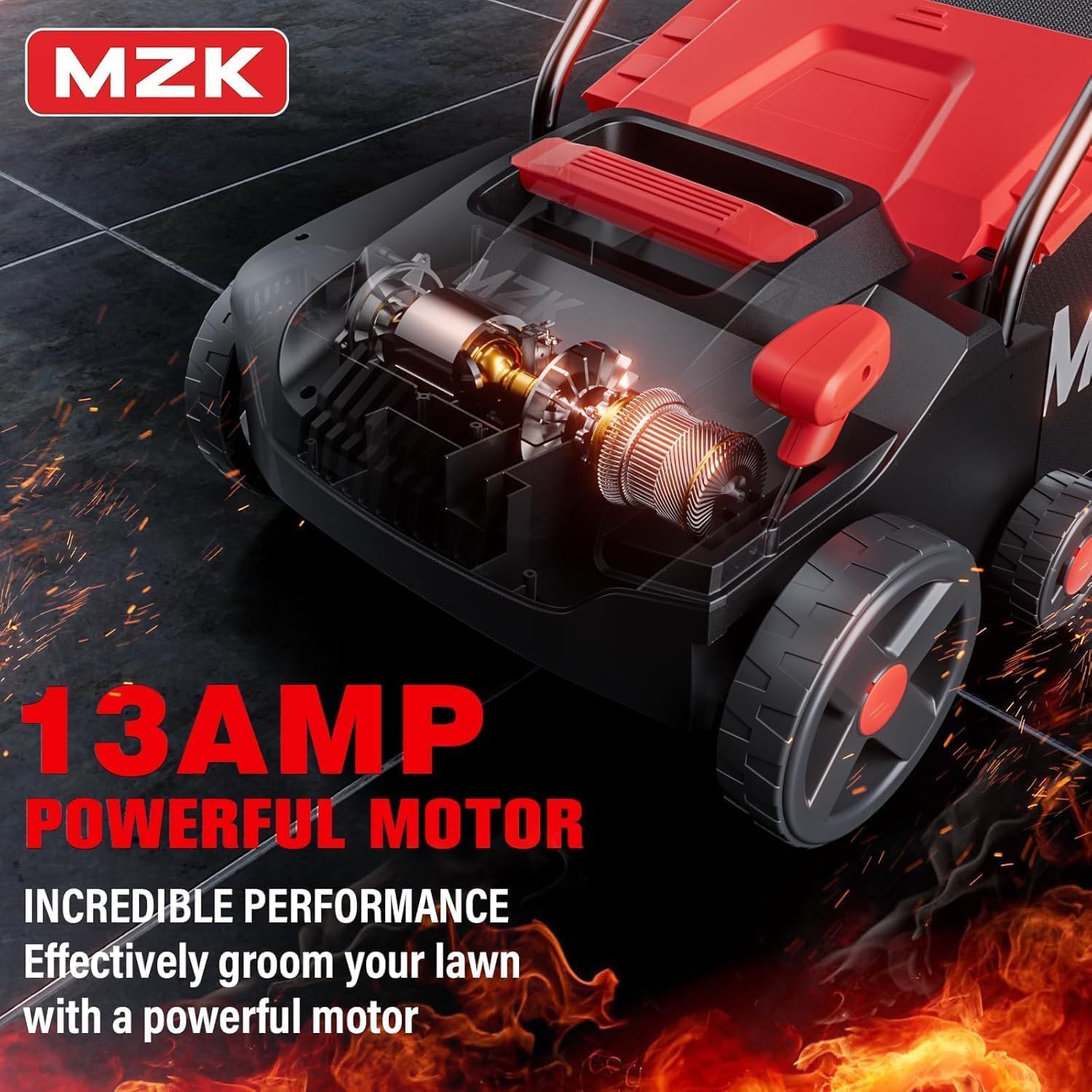 Detalle 2 de MZK 33 cm 13 Amp 2-in-1 Electric Lawn Scarifier and Aerator