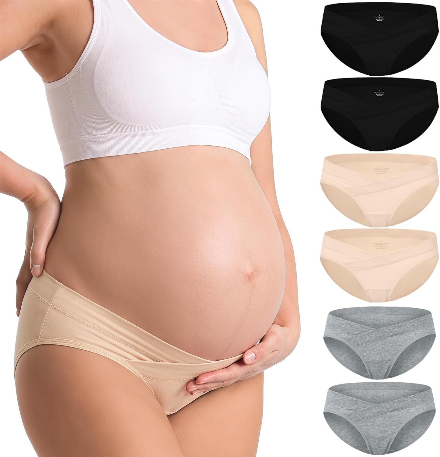 Detalle 1 de Briyat Umstandsunterhosen Damen im 6er-Set für Schwangerschaft & Wochenbett aus Baumwolle