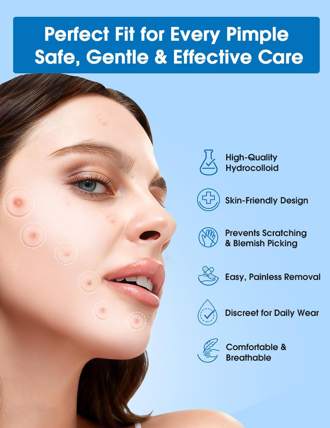 Detalle de Dr. Zitacne 560 Hydrocolloid Pimple Patches, 6 Sizes with Tea Tree Oil
