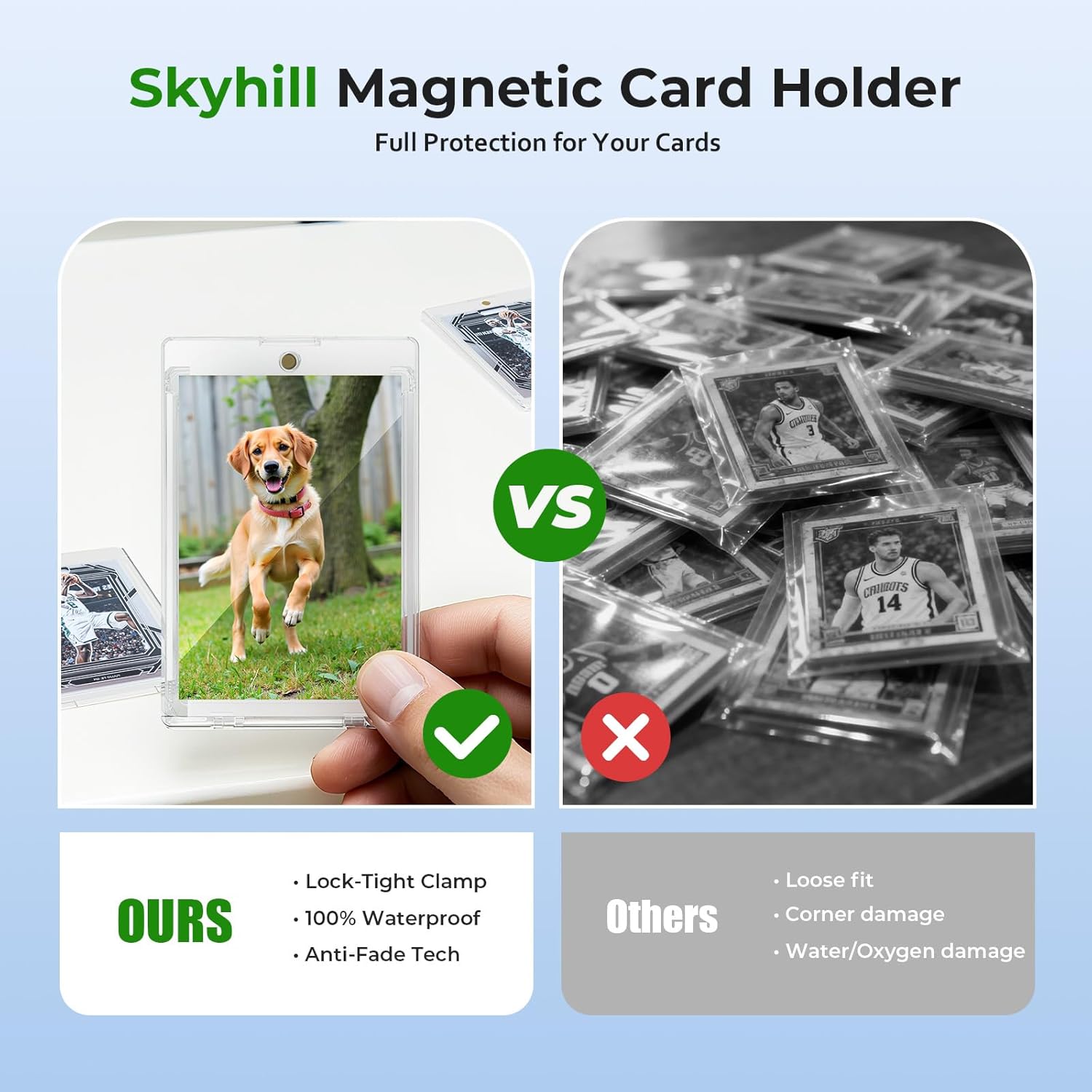 Detalle de Skyhill 52ct Magnetic Card Holders with 52 Sleeves: Slim, UV-Protected, Waterproof Card Protectors