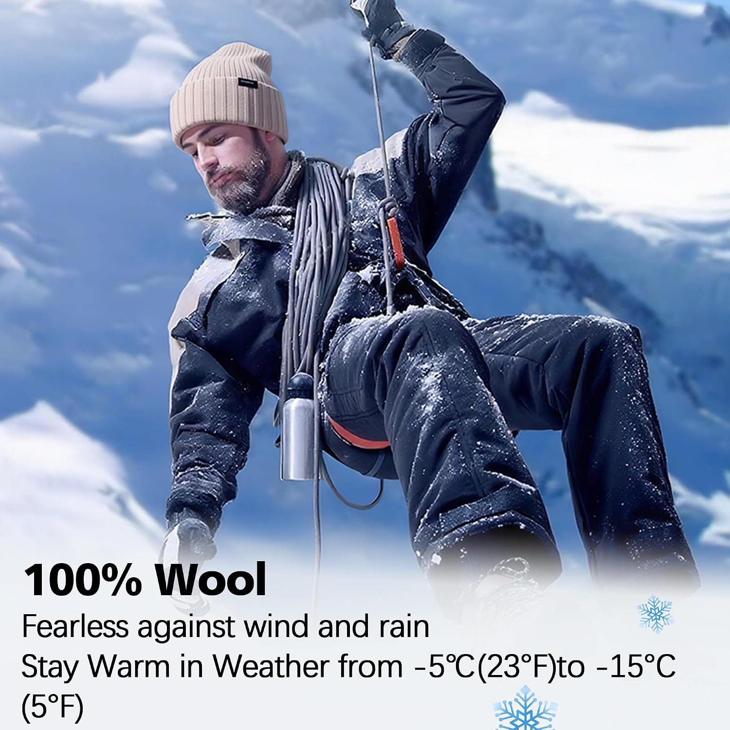 Thumbnail 4 de Ababalaya 100% Wool Beanie — Warm Winter Hat 🧣