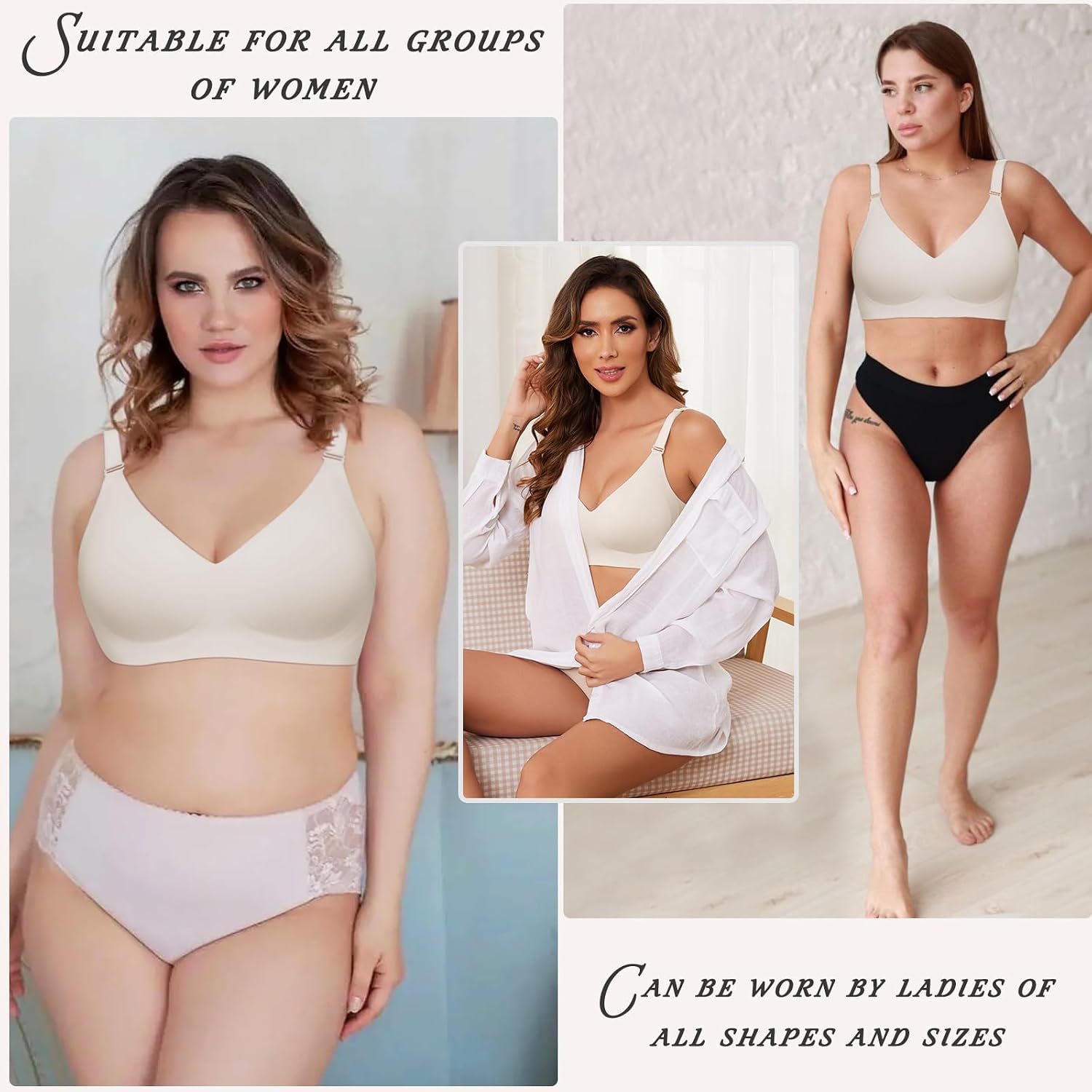 Thumbnail 6 de TOMEEK Non Wired Full Coverage Bra V‑Neck bralette