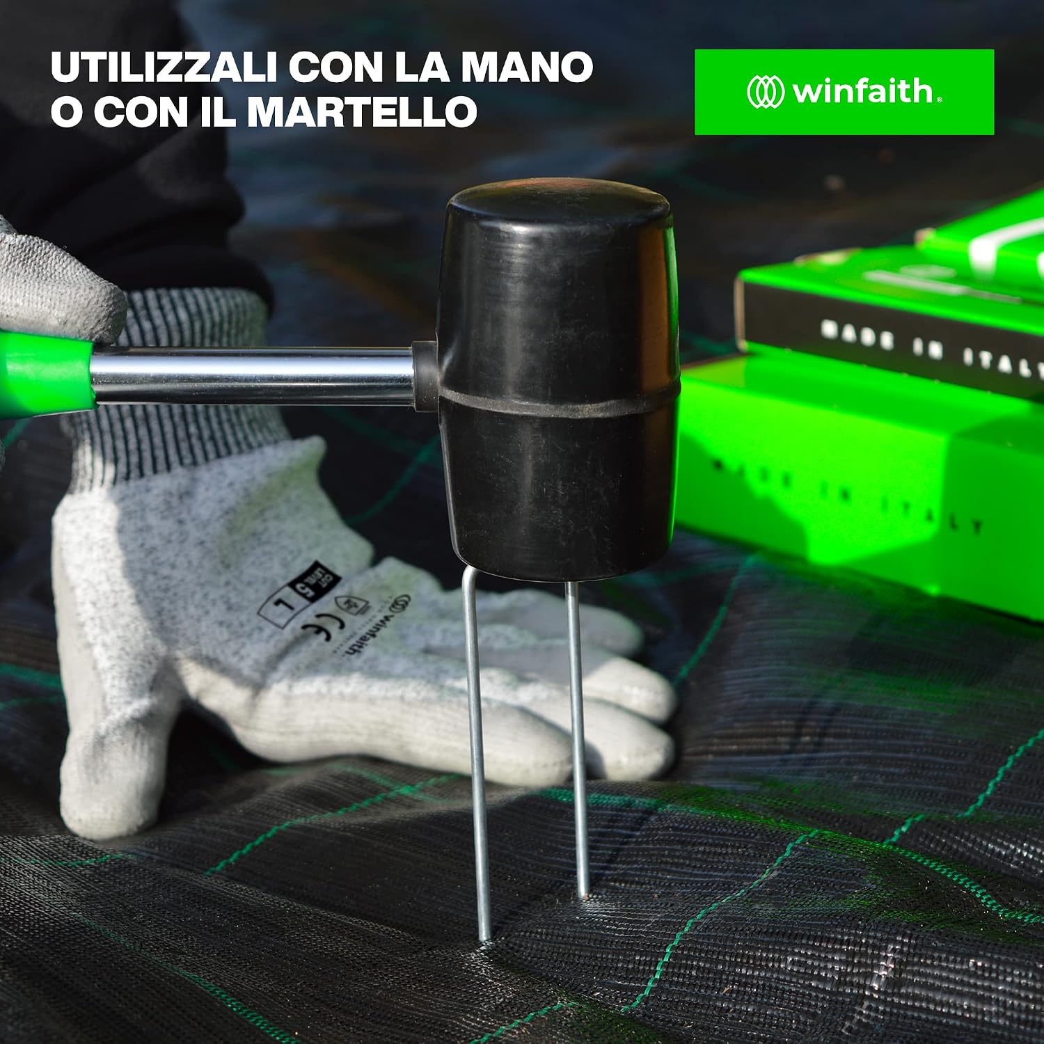 Detalle de WINFAITH Picchetti Telo Pacciamatura 3 mm x 30 mm – 100 pezzi in acciaio zincato, anticorrosione