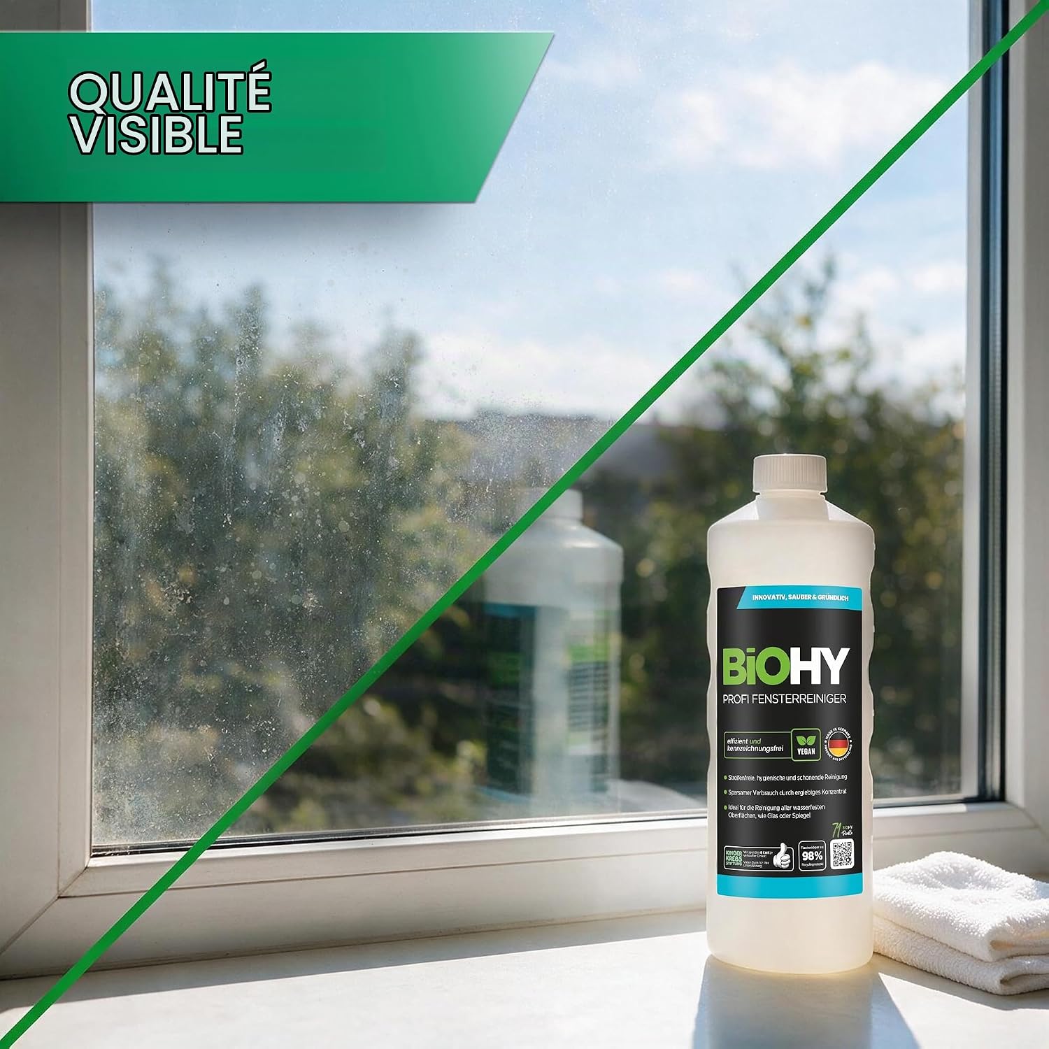 Detalle 2 de BIOHY professionele ruitenreinigerconcentraat, 12 x 1 l, vegan