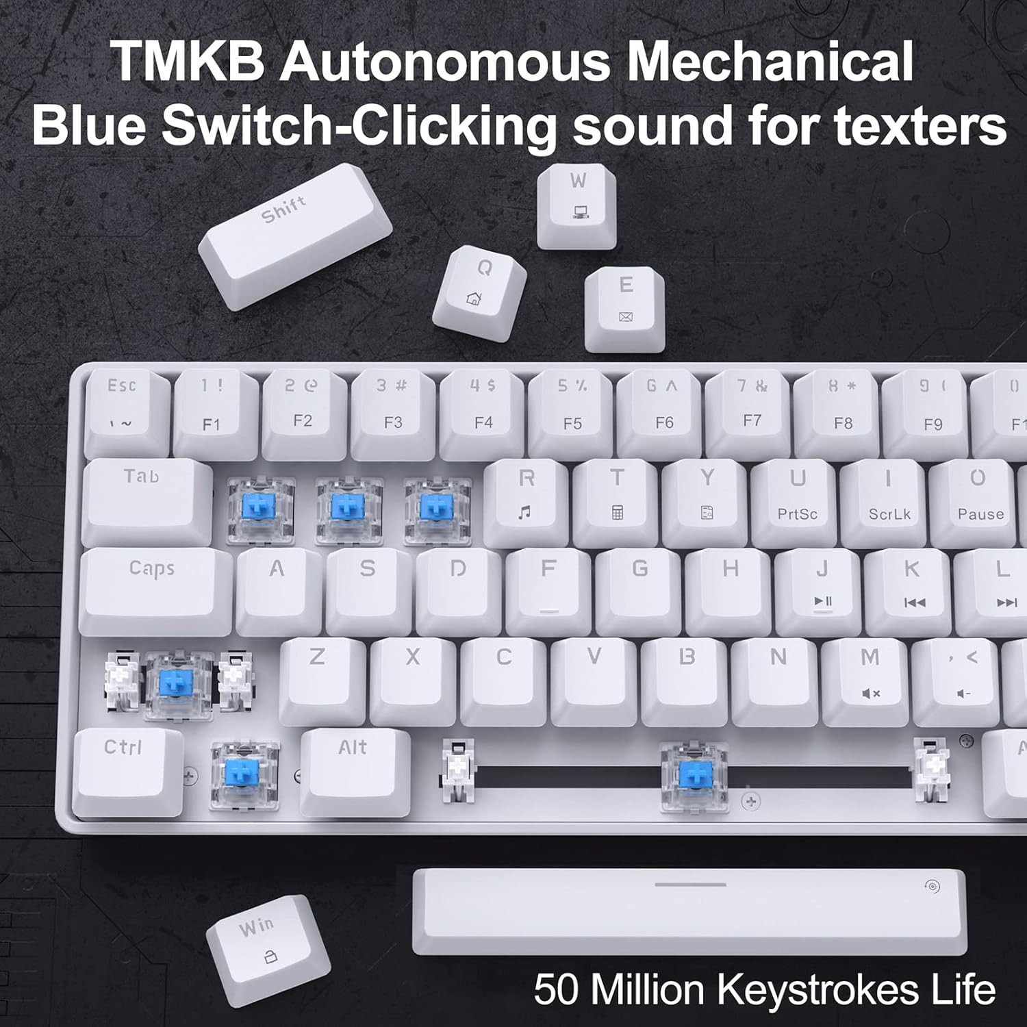 Thumbnail 2 de Dierya T68SE 60% Gaming Mechanical Keyboard (68-Key) with Blue Switches, White