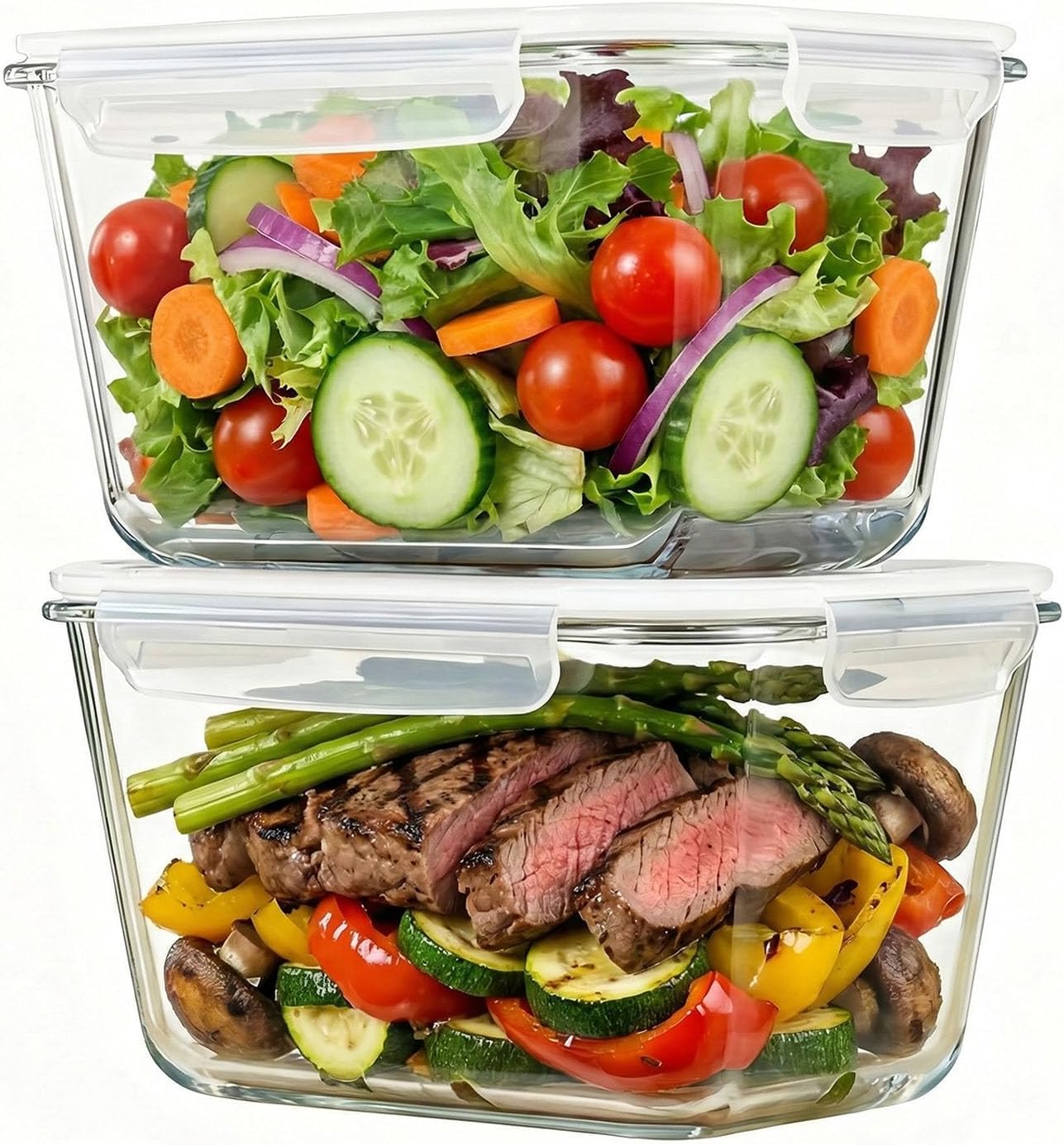 Detalle de Hontent 85 oz Large Glass Food Storage Containers, 2-Pack, Airtight