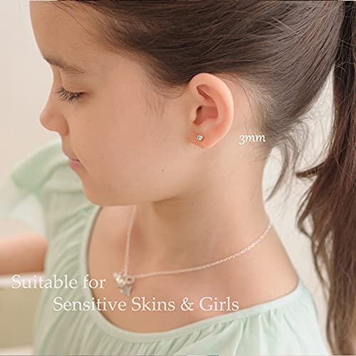 Detalle de EPVOA Sterling Silver Stud Earrings with Cubic Zirconia (925 Silver, 18K Gold Plated) for Women and Girls
