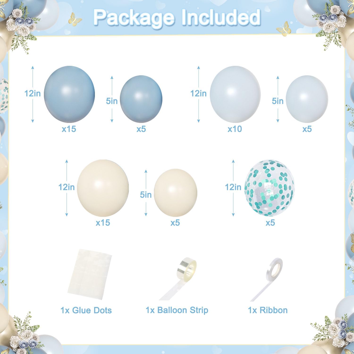 Detalle 2 de Blue Birthday Decorations 40 Balloons ๐