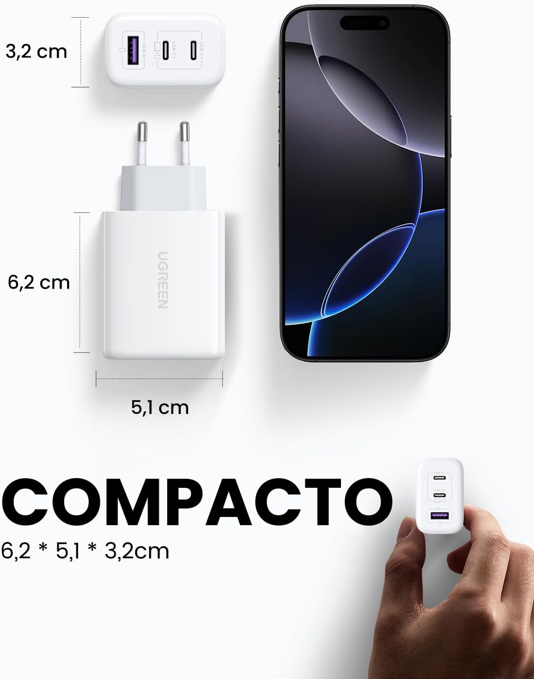 Thumbnail 4 de UGREEN Zapix 65W Cargador USB C PD 3.0 PPS
