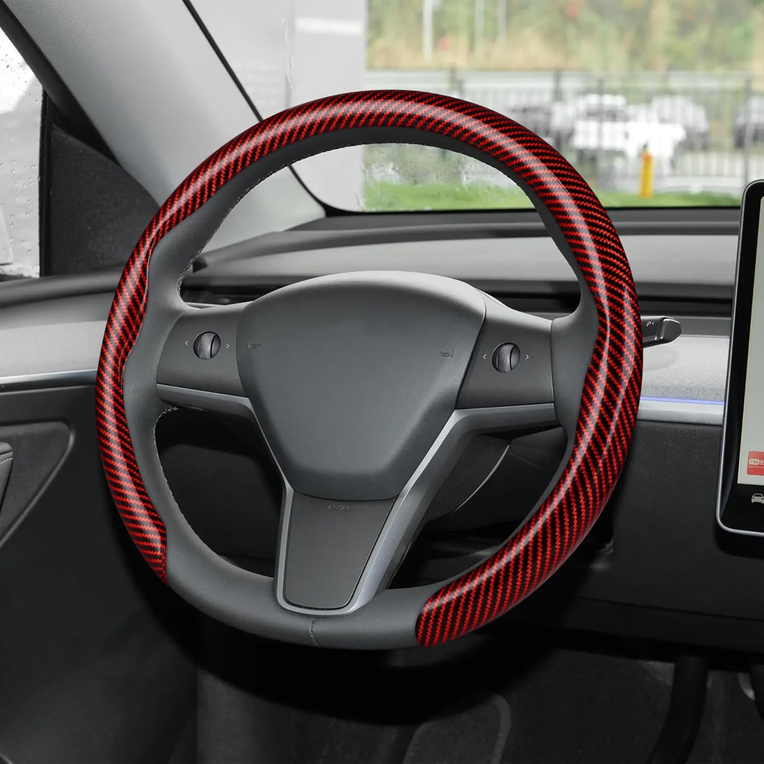 Thumbnail 6 de Frani Nappa Leather Steering Wheel Cover (Universal Fit 15 Inch) — Black Anti-Slip Comfort Grip