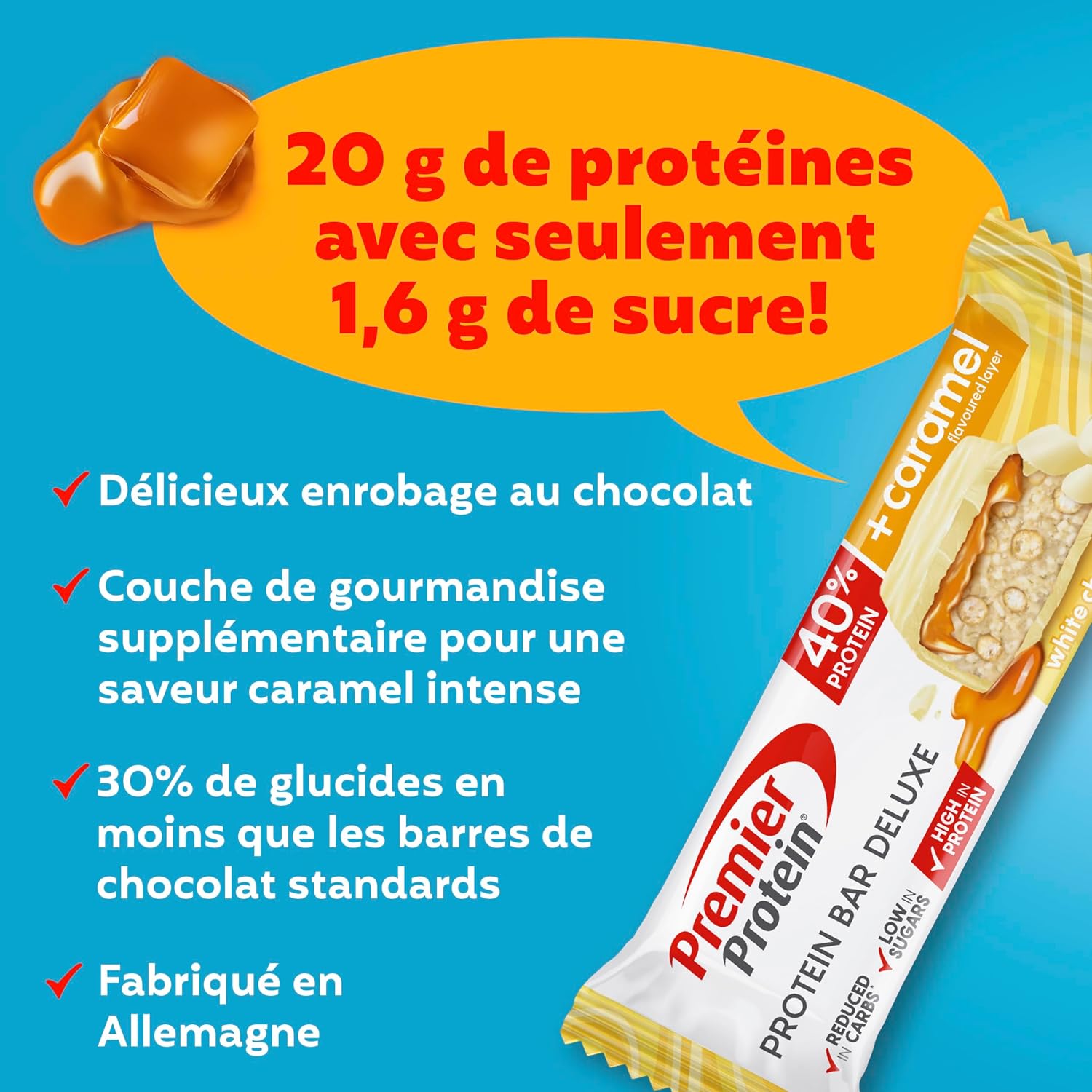 Thumbnail 3 de Premier Protein Protein Bar Deluxe 40% (White Chocolate Vanilla) – lot de 12 x 50 g