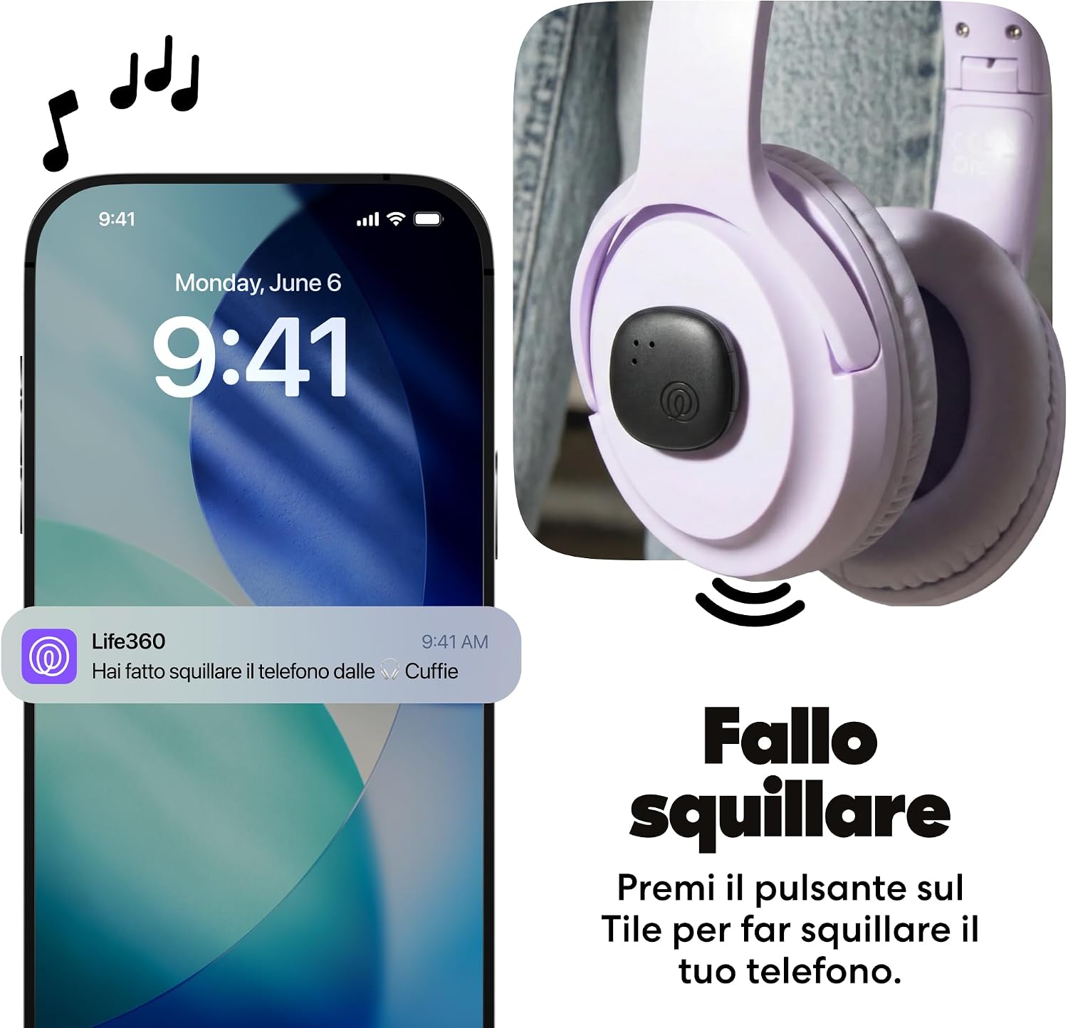 Detalle 2 de Life360 Tile Sticker - Piccolo tracker Bluetooth (Nero) | Localizza oggetti con Life360