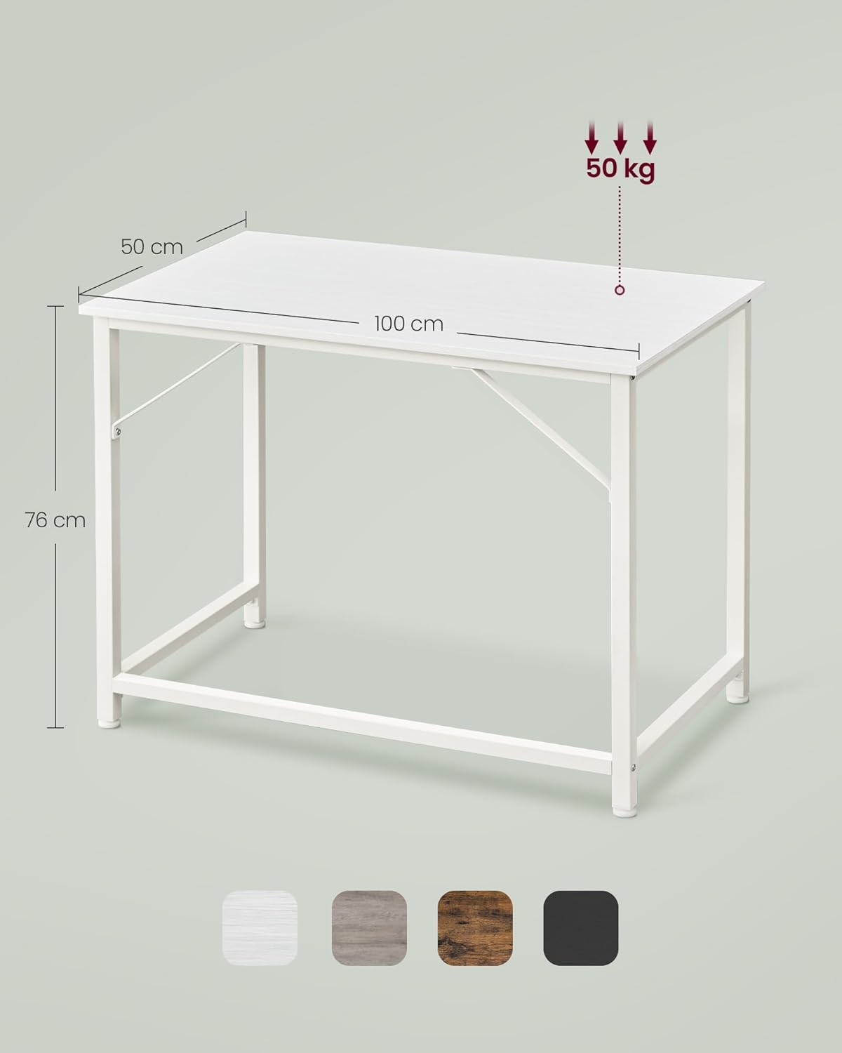 Thumbnail 6 de VASAGLE Computertisch LWD041W44V1, 100 x 50 x 76 cm (ahornweiß/wolkenweiß) – für Arbeitszimmer & Zuhause