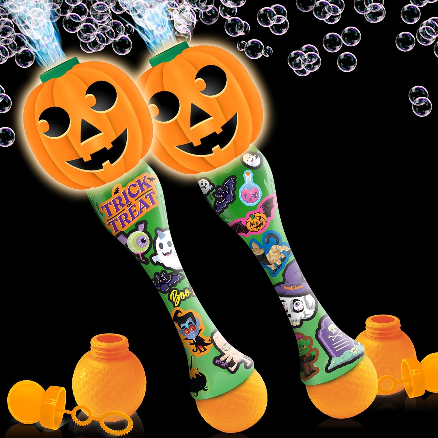 Detalle de ArtCreativity Halloween Bubble Wand 2-Pack, 14-Inch Ghost and Pumpkin Wands