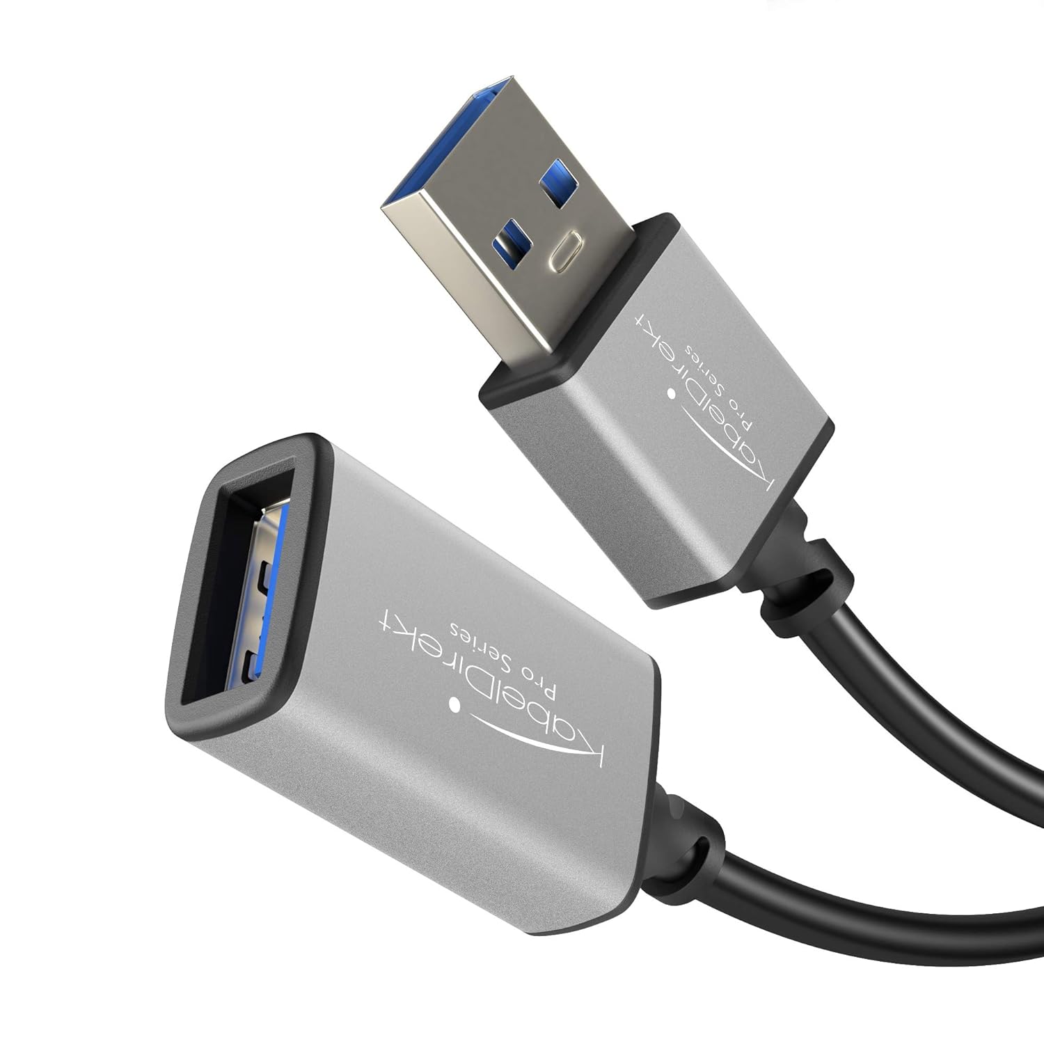 Detalle de KabelDirekt USB A 3.0 Verlängerungskabel – 2 m, USB-A auf USB-A, schwarz/space grey