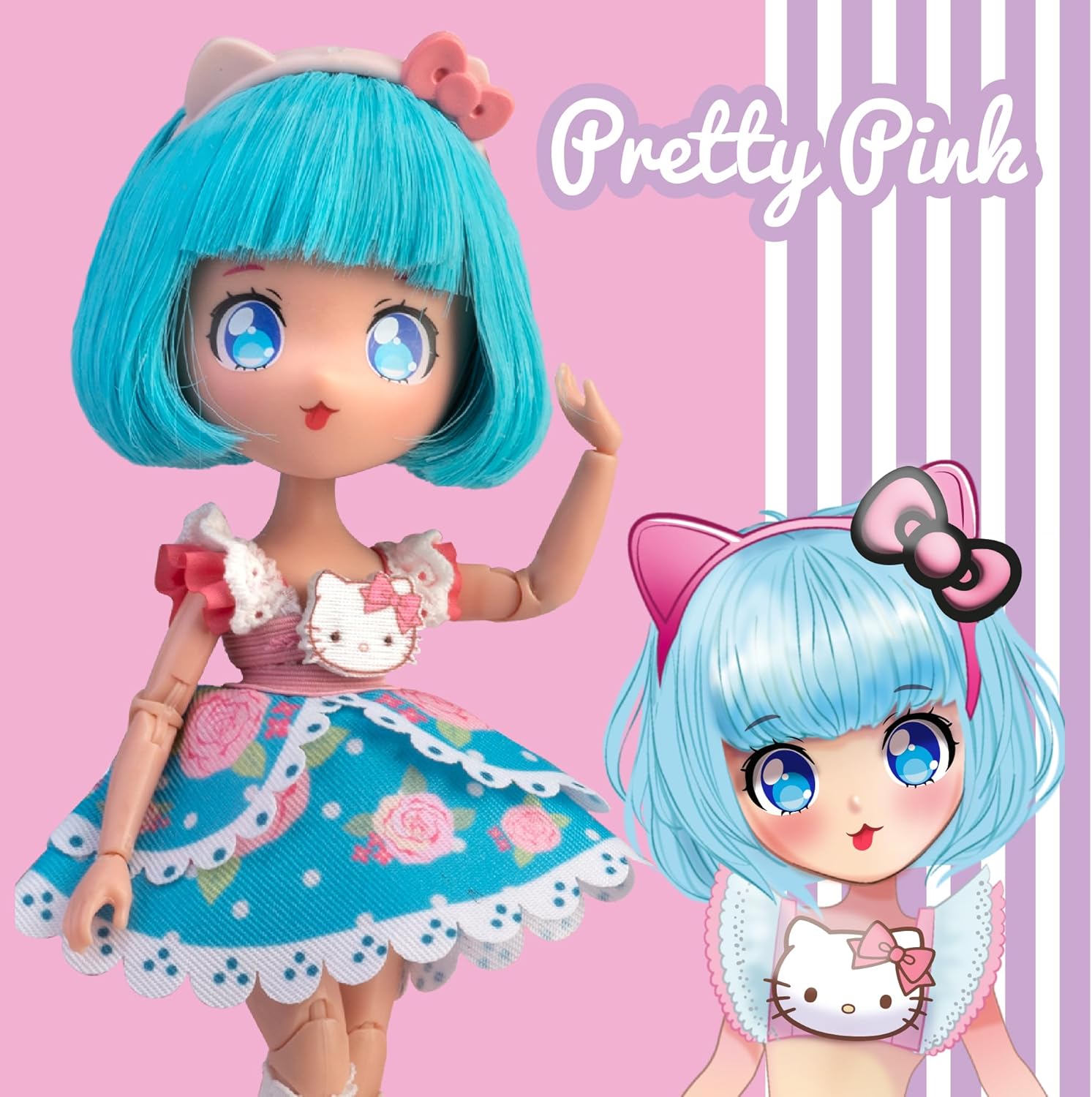 Thumbnail 2 de Hello Kitty Manga Doll Pretty Pink by 4SF (HKTF0300) – 19.5 cm with 15 Articulation Points