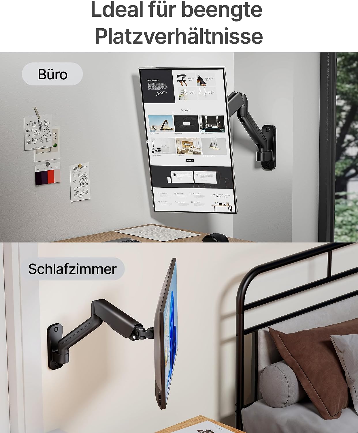 Thumbnail 6 de monTEK Monitor Wandhalterung 17–32 Zoll | VESA 75/100 mm, Tragkraft bis 9 kg, schwenk- und neigbar