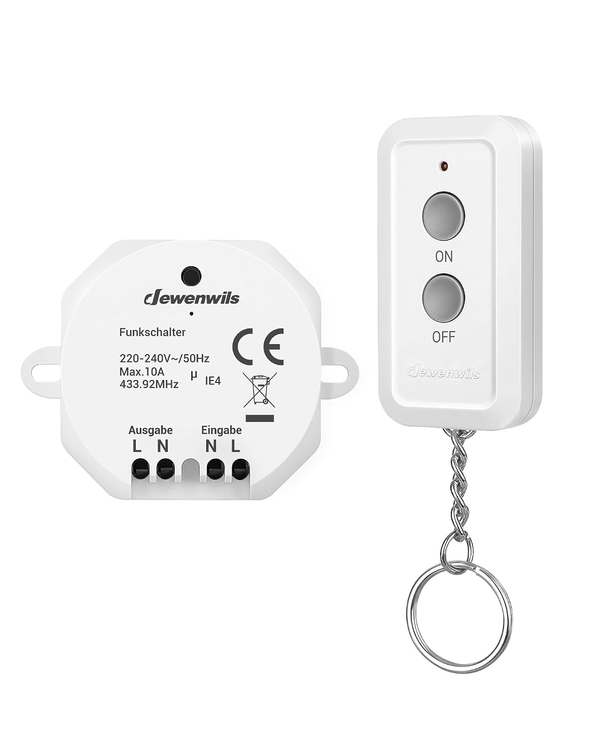 Detalle de DEWENWILS Interrupteur sans Fil avec 1 Récepteur et 1 Télécommande – contrôle pratique jusqu’à 30 m