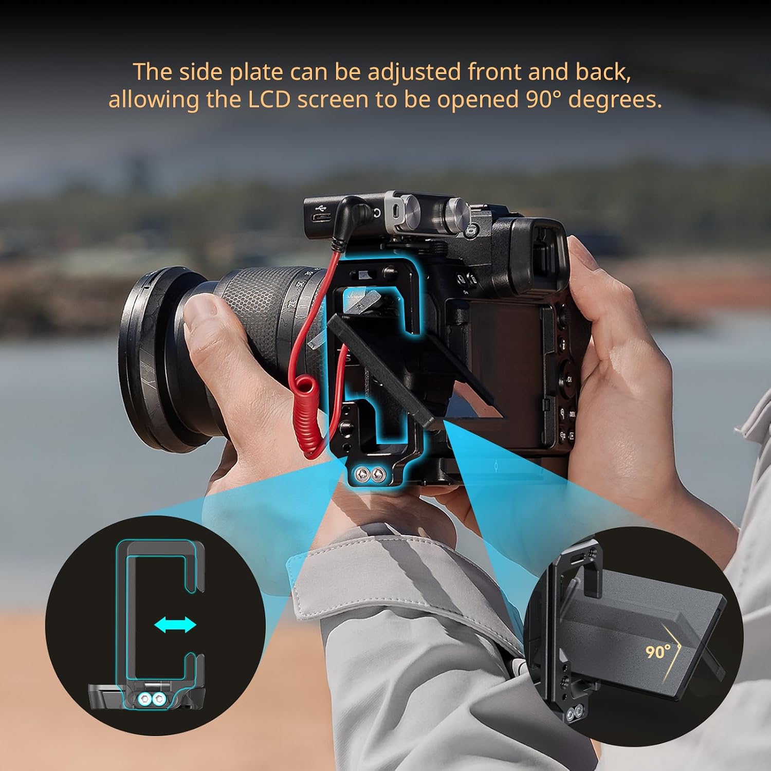 Detalle de SMALLRIG Plaque en L 4523 pour Nikon Z6III : support Arca, griffe froide et QD
