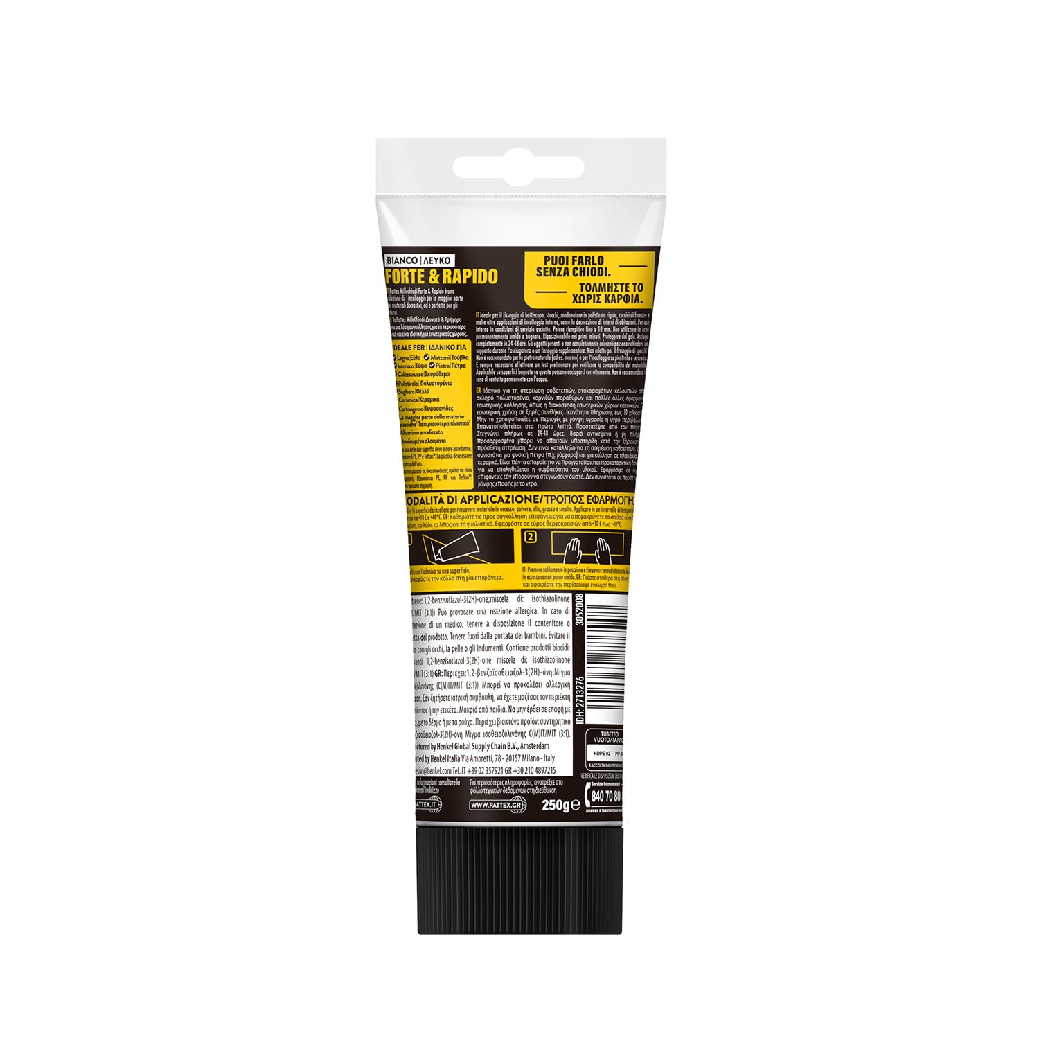 Detalle 2 de Pattex Millechiodi Forte & Rapido – Collante di montaggio extra forte, 1x250 g