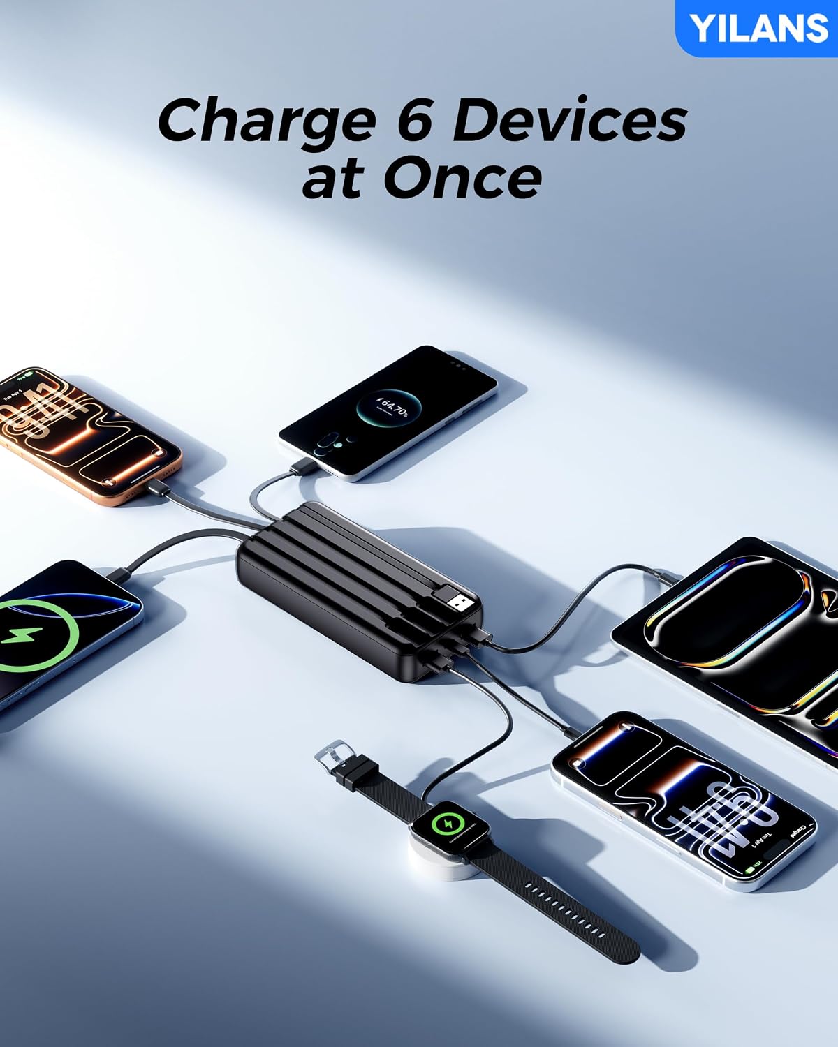 Detalle de YILANS JM4 Pro 50,000mAh Power Bank, 22.5W with Four Built-In Cables