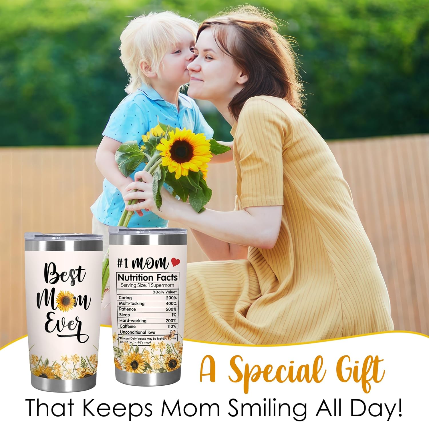 Thumbnail 6 de TEEZWONDER 20 oz Sunflower Stainless Steel Insulated Tumbler — A Thoughtful Mom Gift