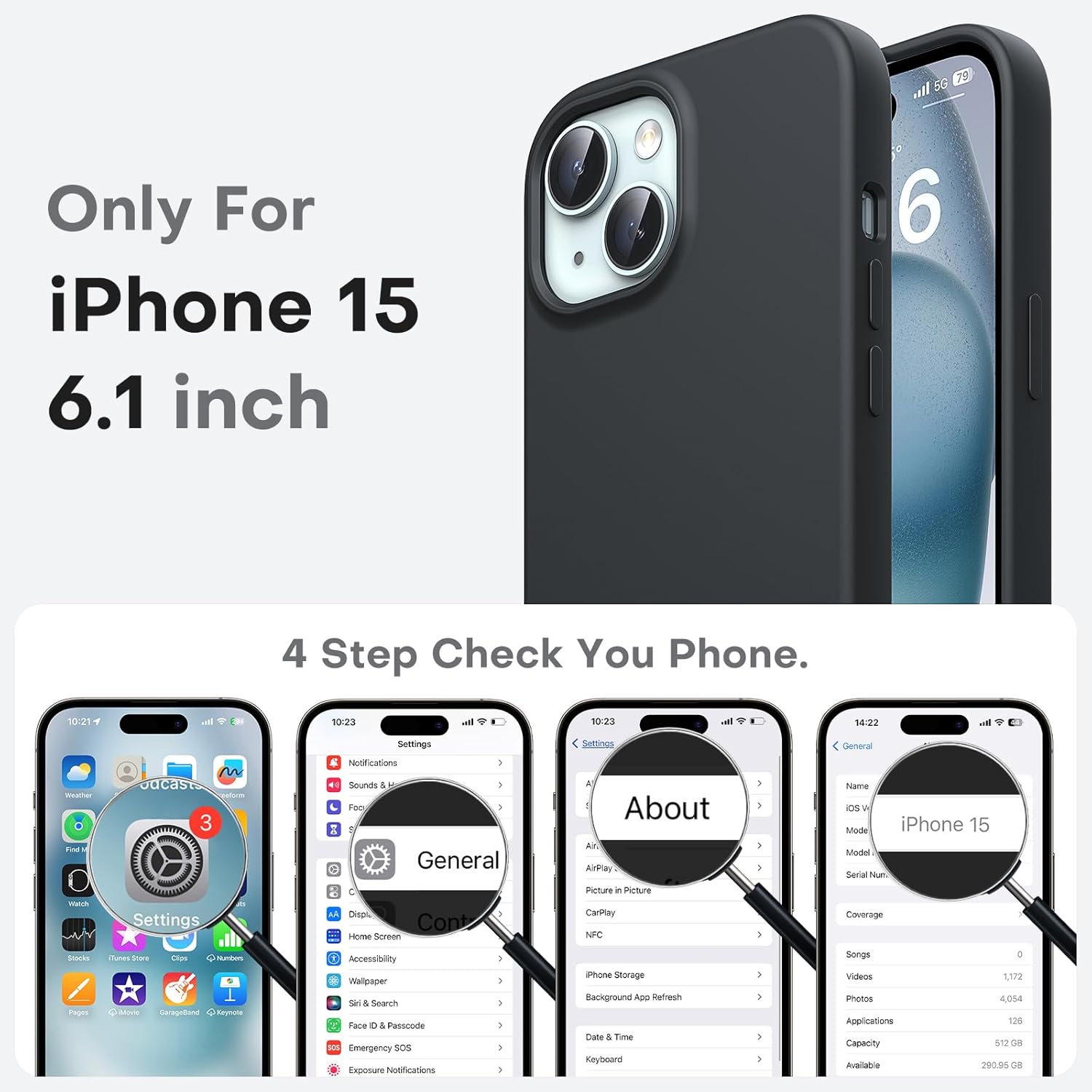 Detalle de TOCOL Silicone Case for iPhone 15 (6.1 inch) – Silky-Slim, Durable Liquid Silicone in Multi-Colour