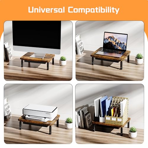 Thumbnail 9 de ETHU Dual Monitor Stand Riser with Drawer 75-103.4cm, Walnut