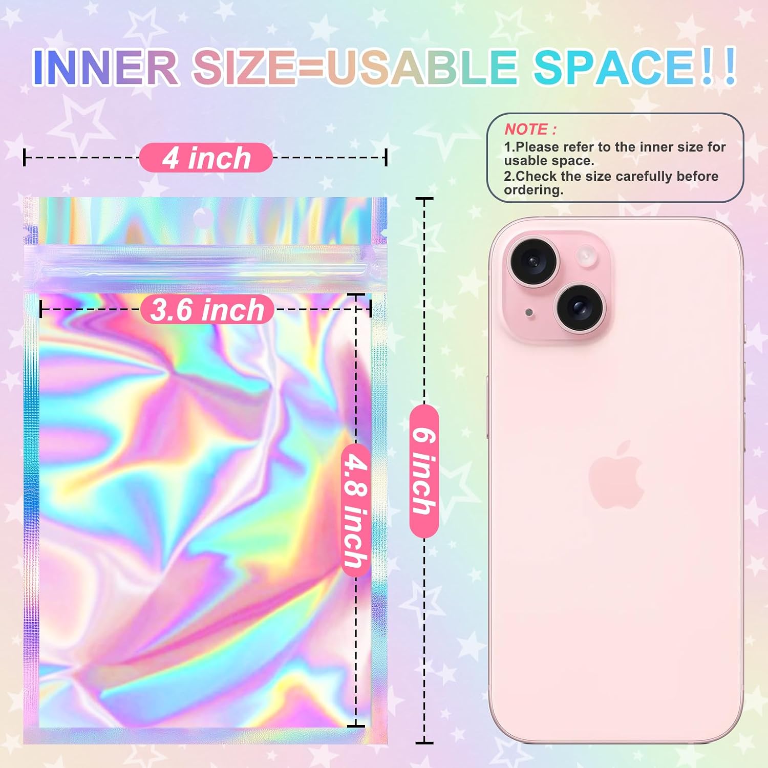 Thumbnail 1 de ANZNKU 100-Pack Mylar Bags with Reusable Zipper & Clear Window (4 x 6 Inch)
