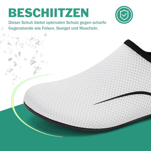 Thumbnail 5 de Sixspace Badeschuhe Damen & Herren Weiss 38 EU – Wasserschuhe mit rutschfester Sohle