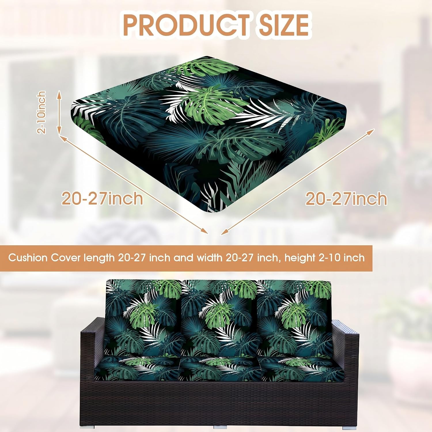 Thumbnail 5 de LiveGo Patio Stretch Sofa Cushion Cover – Flower A (8-Pack)