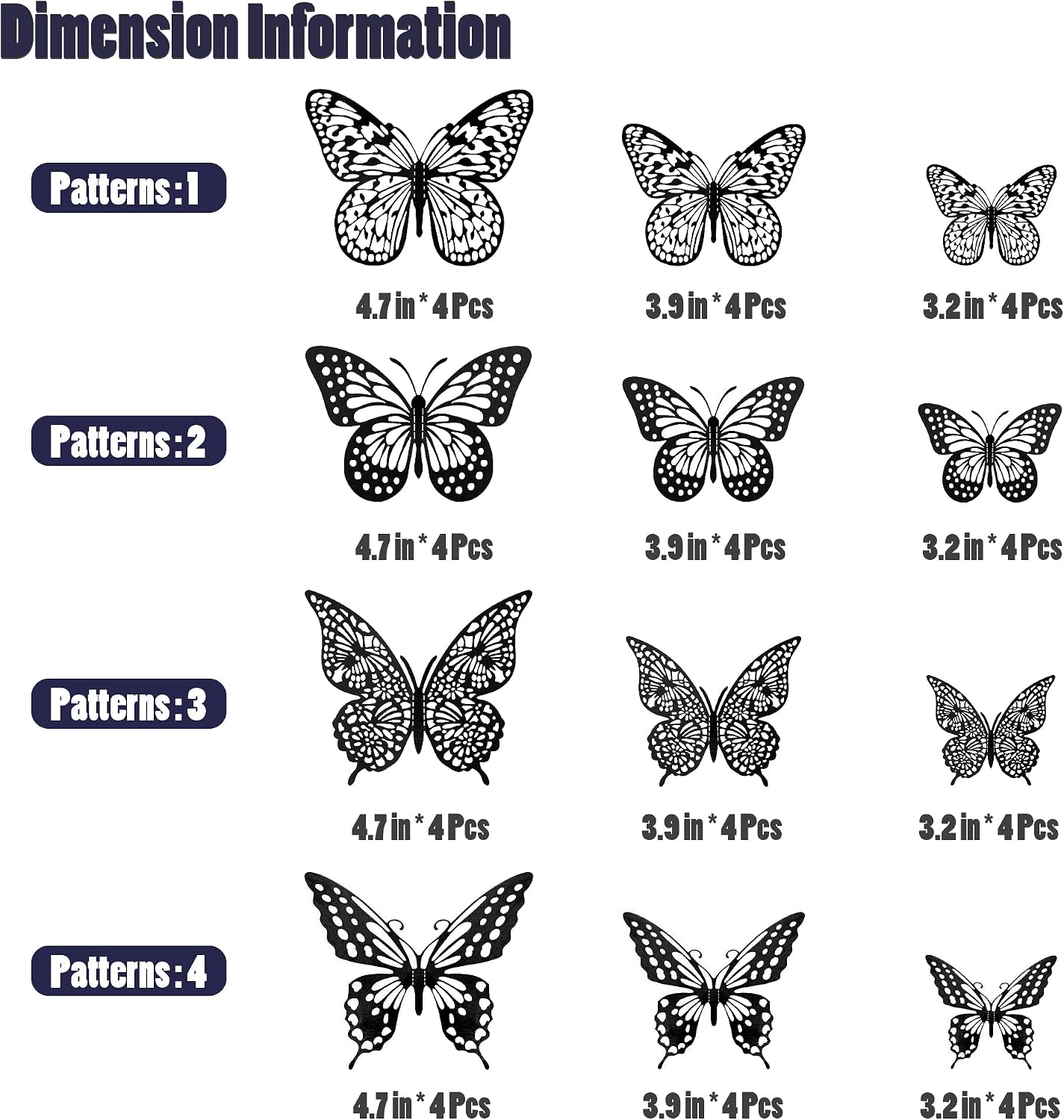 Detalle 2 de SAOROPEB BWD01-48P-BLACK 3D Butterfly Wall Stickers, Black Metallic Paper, 48 Pieces