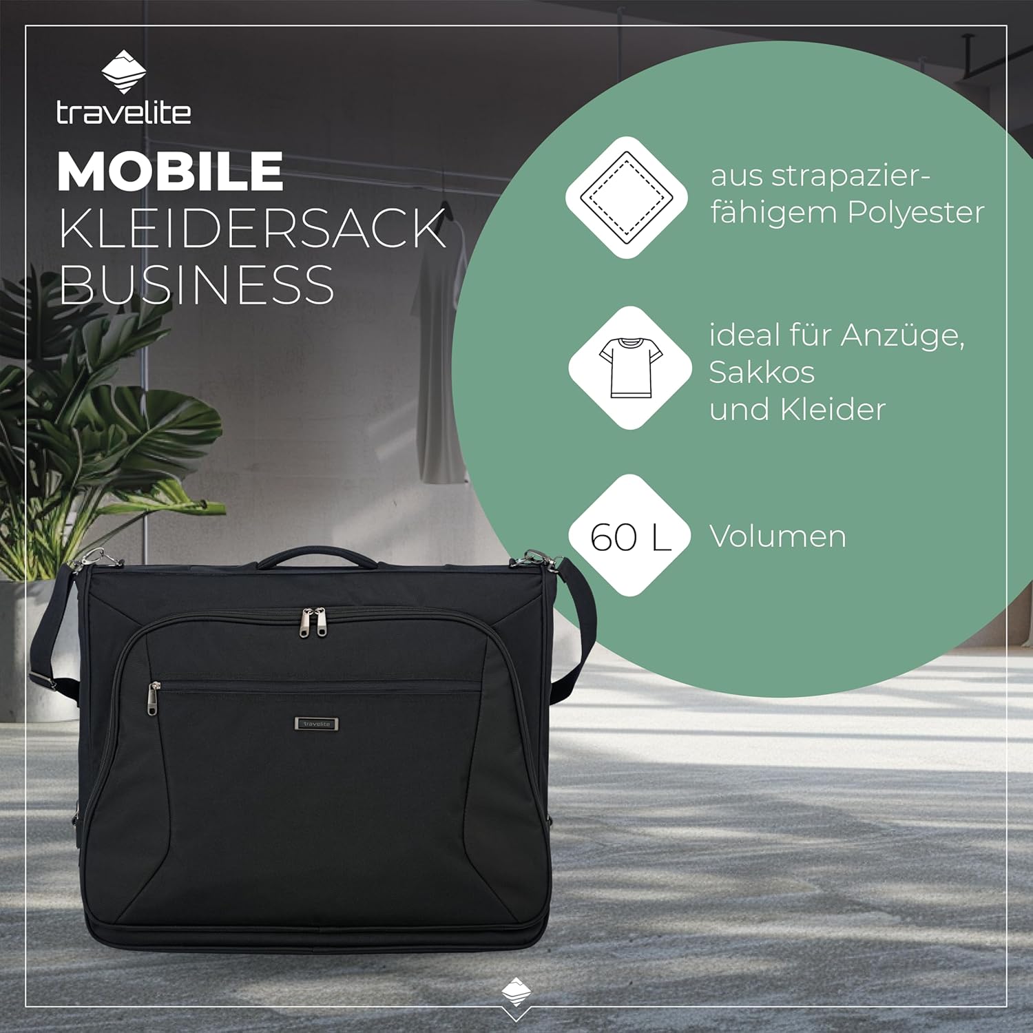 Thumbnail 1 de Travelite Kleidersack Anzugtasche, schwarz – BUSINESS 60 Liter