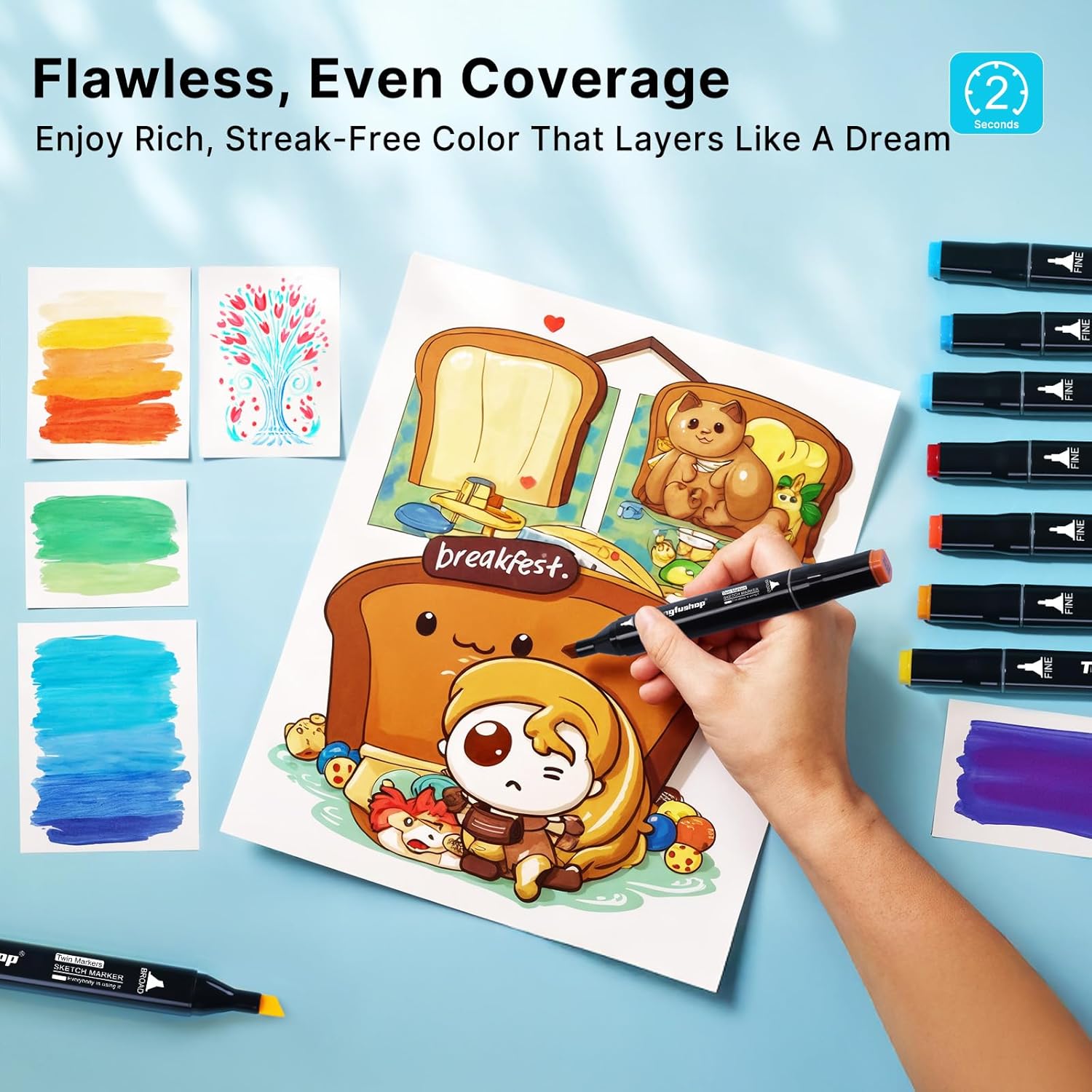 Thumbnail 2 de Tongfushop 120 Dual‑Tip Alcohol Markers set 🎨