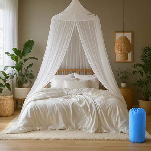 ZUFIO Moustiquaire de Lit 0,6 x 2,5 x 12,5 m — Forme Ronde, Mailles Fines, Légère pour Lit de Bébé