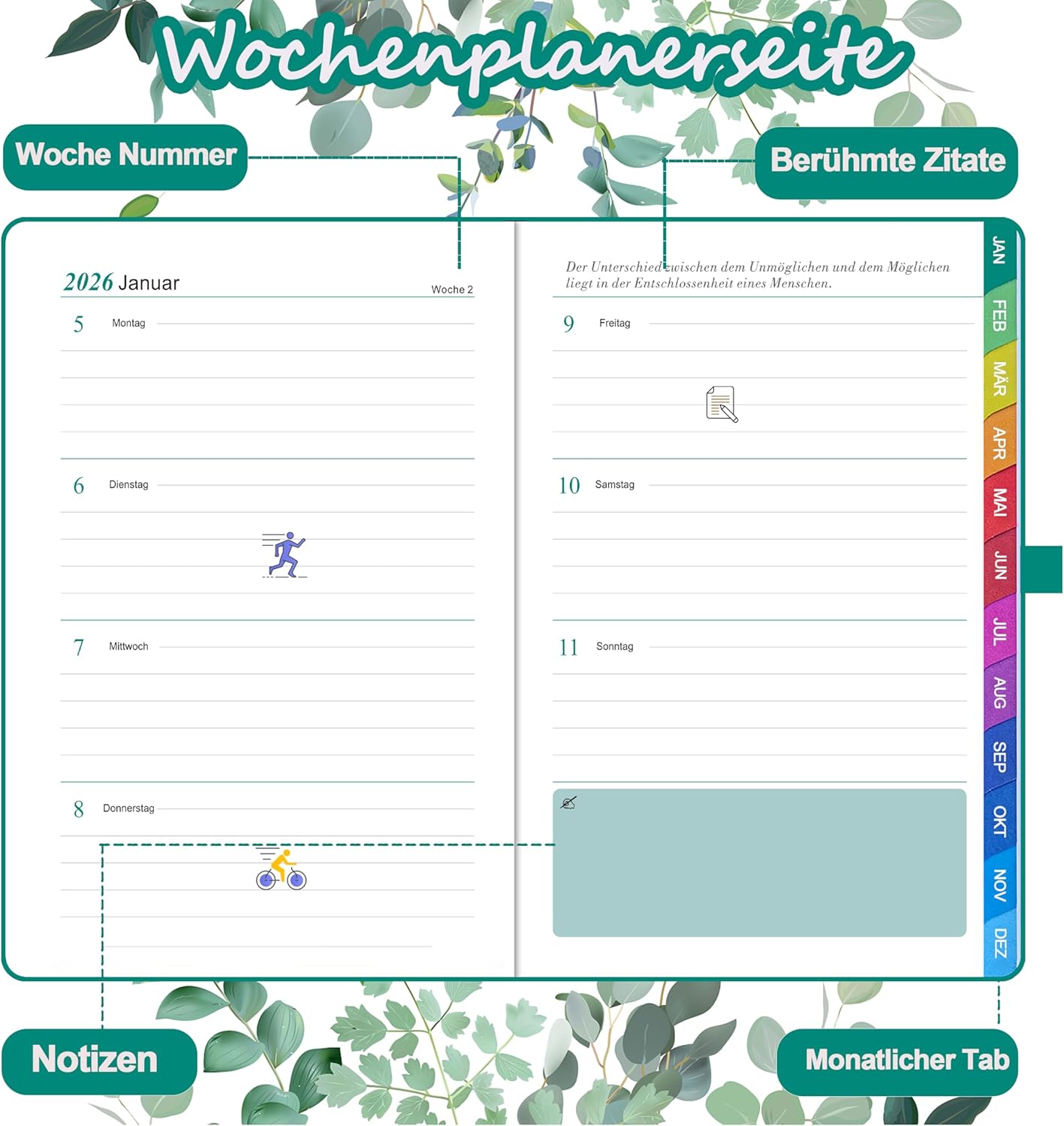 Thumbnail 5 de Kalender 2026 A5 Wochenplaner – Hellviolett 📅
