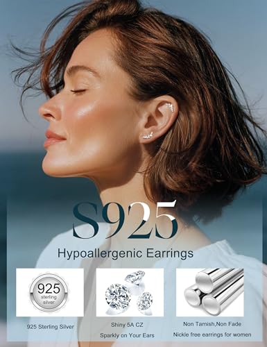 Detalle 2 de Adramata Ohrstecker Silber 925 Helix – hypoallergene Piercings mit CZ-Verzierung