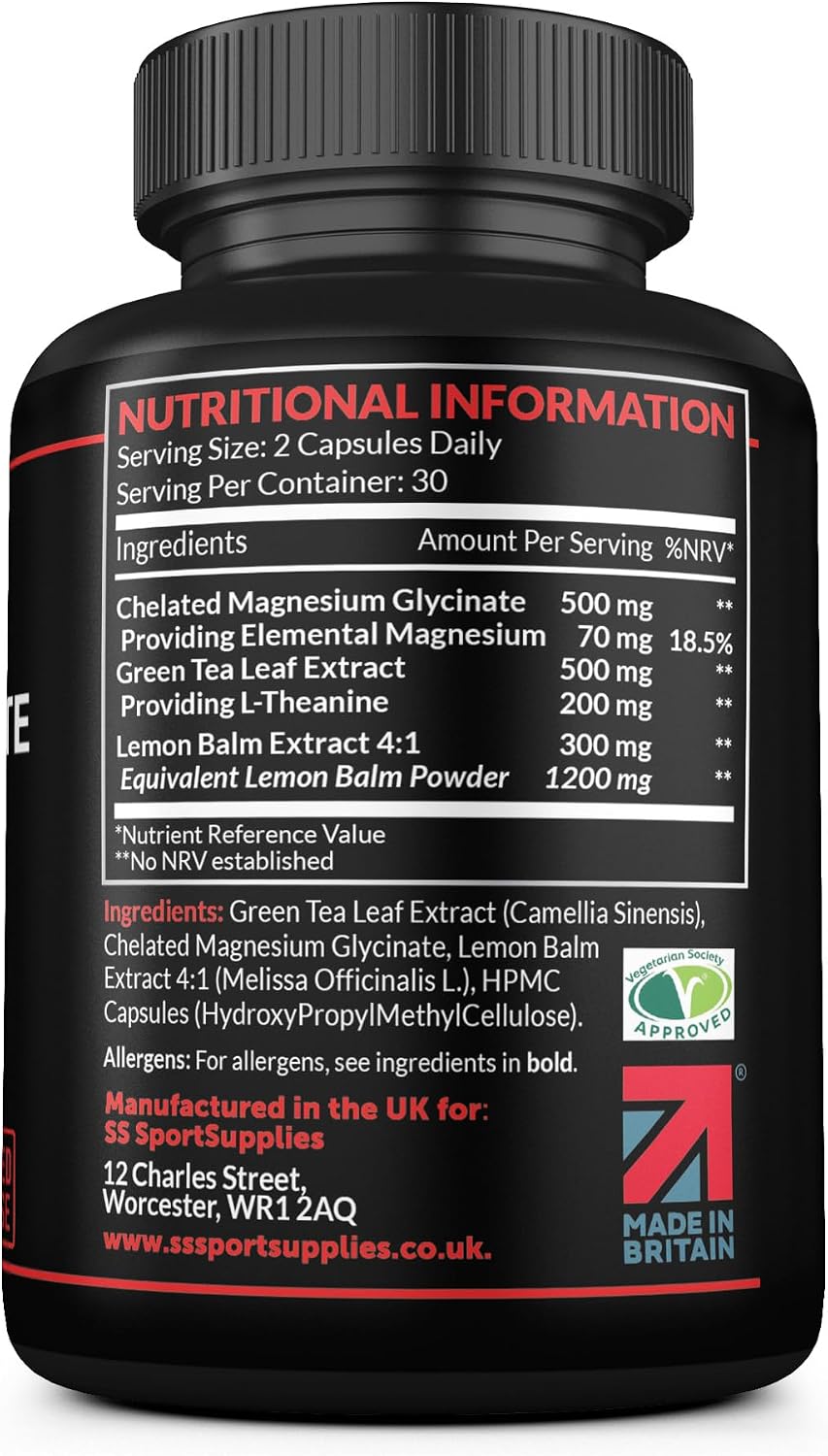 Detalle de L-Theanine Green Tea Extract with Lemon Balm & Chelated Magnesium Glycinate — Sleep & Relaxation Support