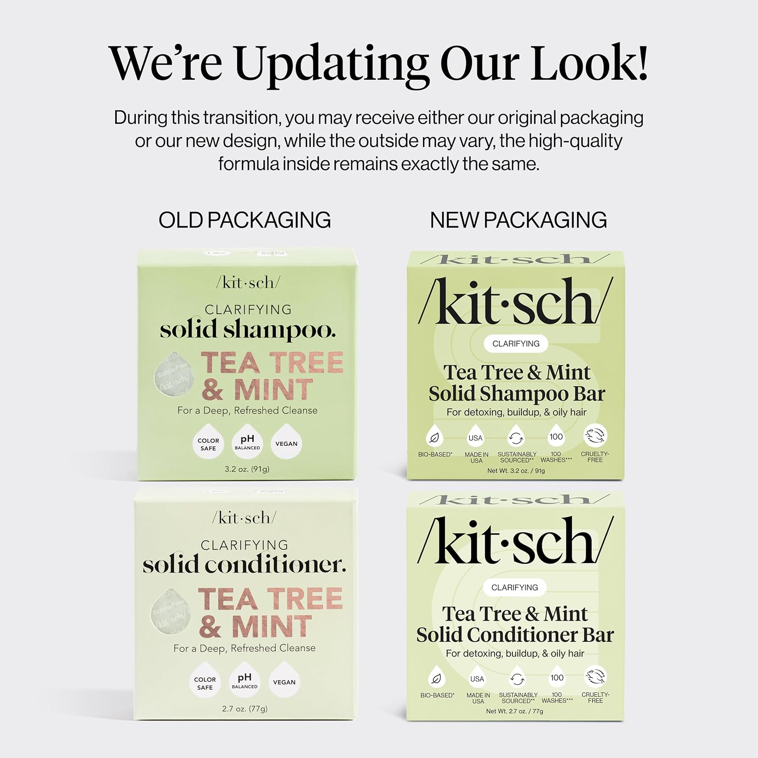 Detalle 2 de Kitsch Tea Tree Shampoo and Conditioner Bar Set with Mint, Silicone-Free