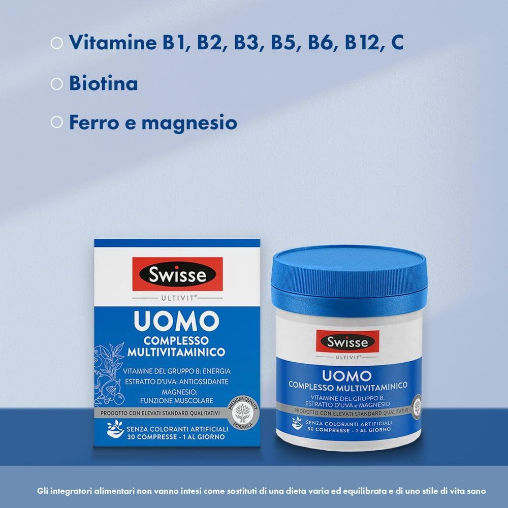 Detalle de SWISSE Ultivit Uomo: multivitaminico completo per energia, immunità e benessere quotidiano