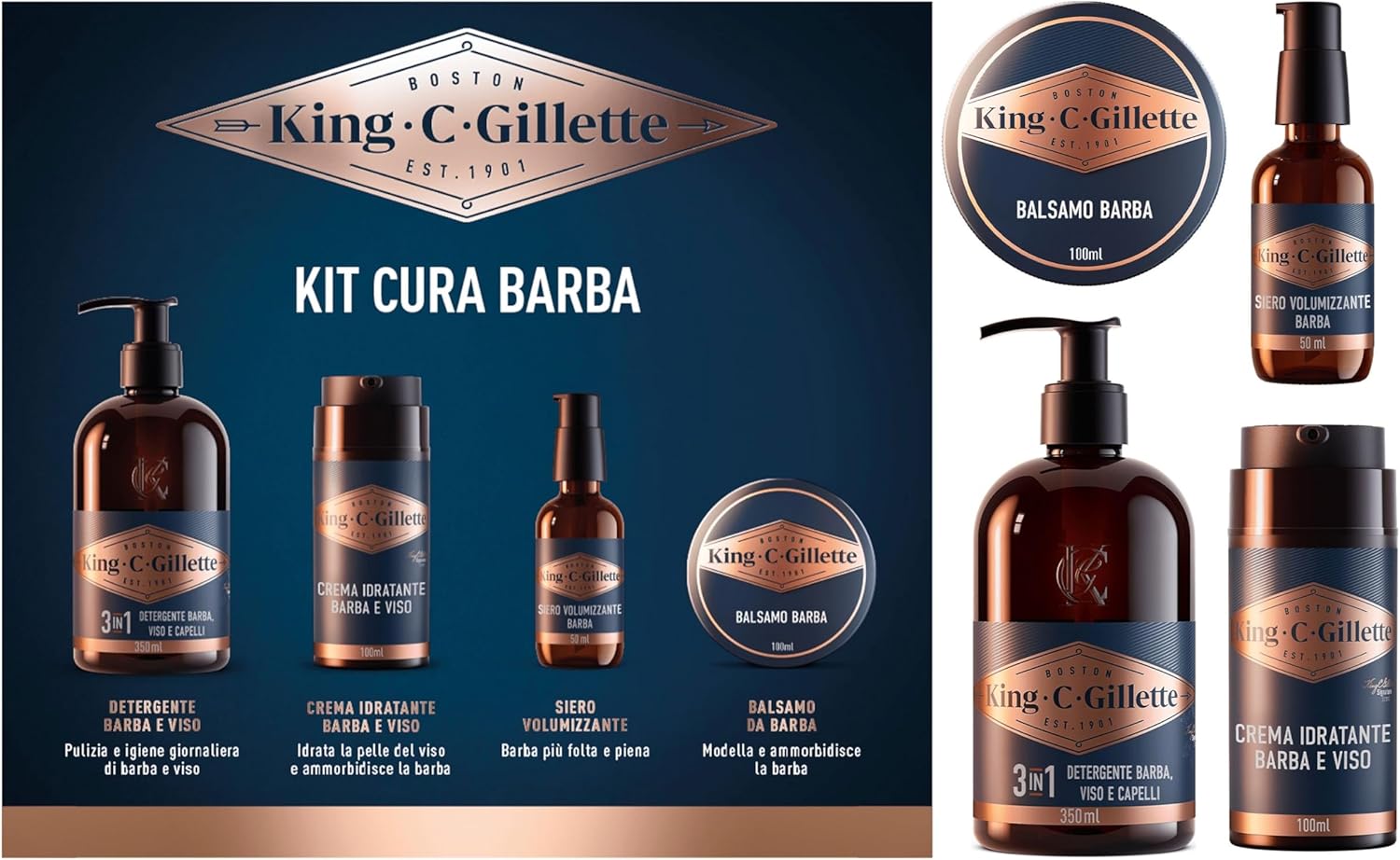 Thumbnail 5 de King C. Gillette Kit Rituale Barba Perfetta: detergente 3in1, balsamo, olio da barba e idratante