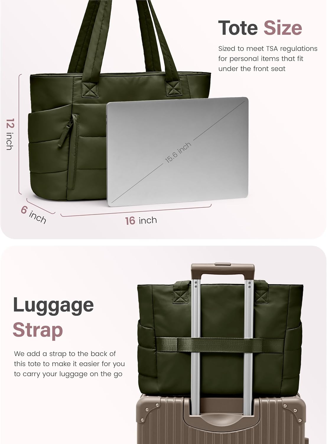 Detalle de Uselike Quilted Tote Bag, 20L Capacity