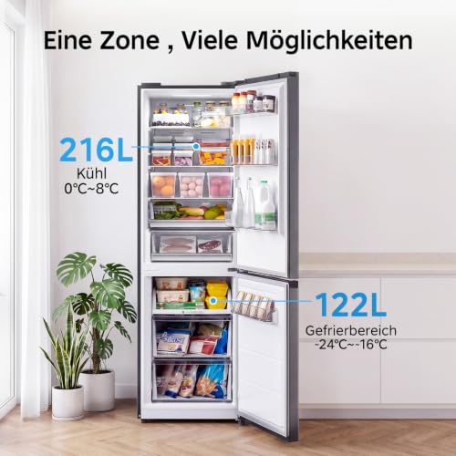 Detalle de Midea 338L Kühlschrank mit Gefrierfach, 185 cm – Dual Inverter System, No Frost