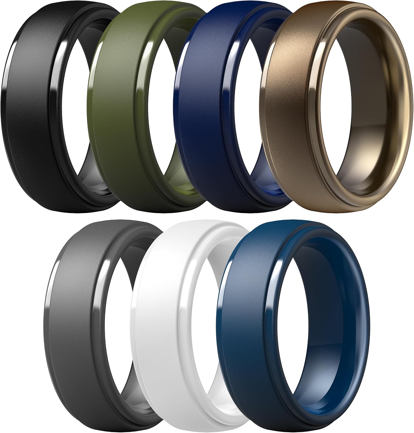 Detalle de ThunderFit Silicone Rings for Men – Step Edge Rubber Wedding Band (10mm Wide, 2.5mm Thick)