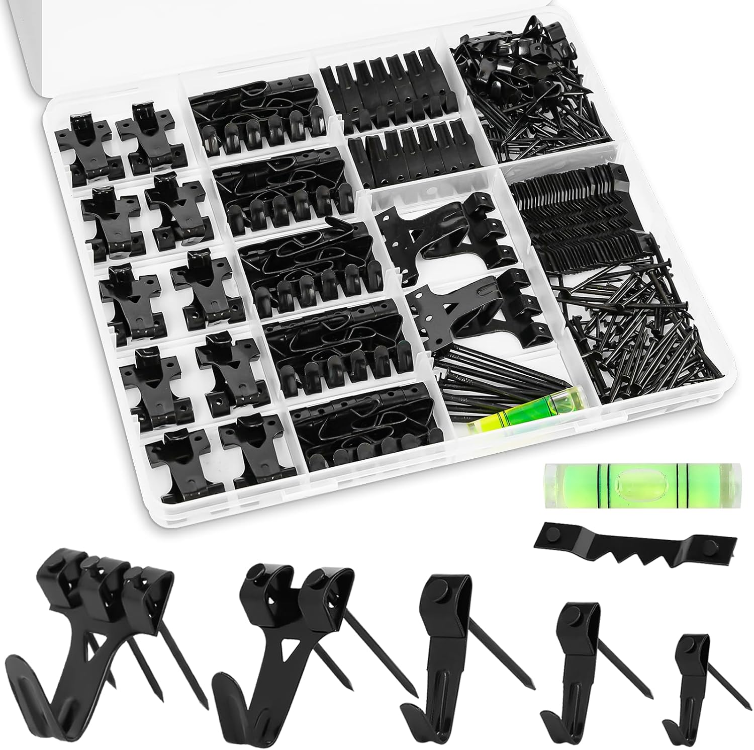 Detalle de KURUI PH385B Picture Hanging Kit, 385-Piece Carbon Steel Assortment with Tool