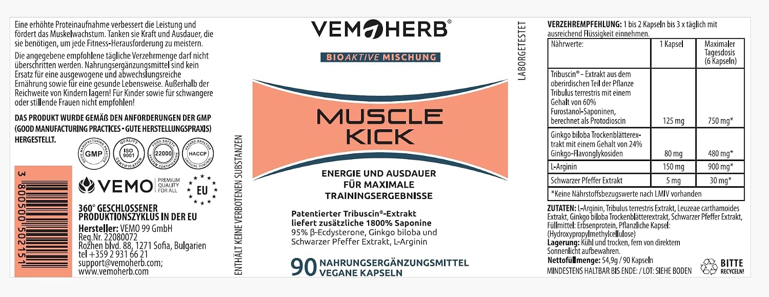 Thumbnail 6 de VemoHerb Muscle Kick – Hochdosierte vegane Kapseln für Muskelaufbau und Kraft